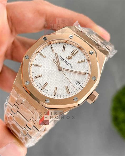 audemars piguet rose gold white dial|Audemars Piguet 41mm rose gold.